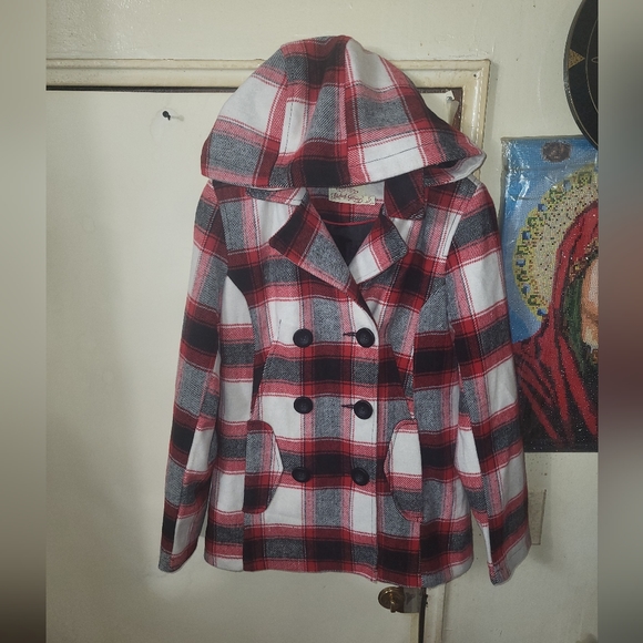 Faded Glory Women's Double-Breasted Faux Wool Peacoat with Hood XS - Picture 4 of 12